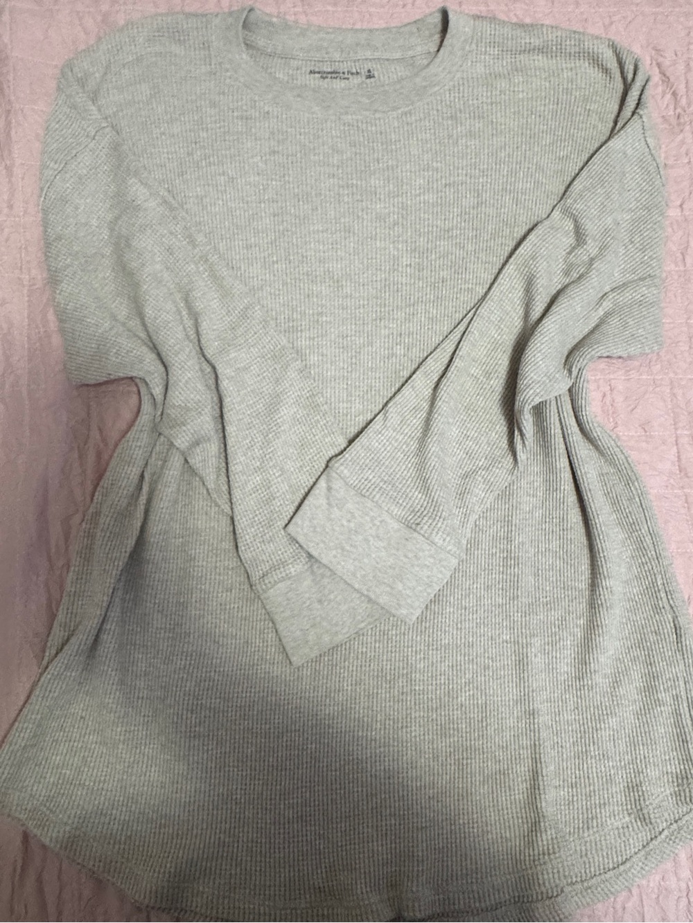 Abercrombie & Fitch Light Gray Ribbed Crewneck Sweater